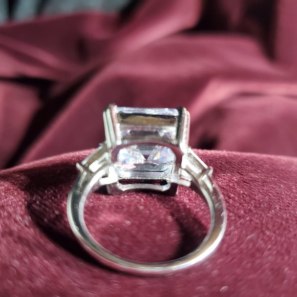 Monica Asscher Cut 9.5 carat CZ Engagement Statement Ring 925 Sterling Silver - Picture 11 of 16